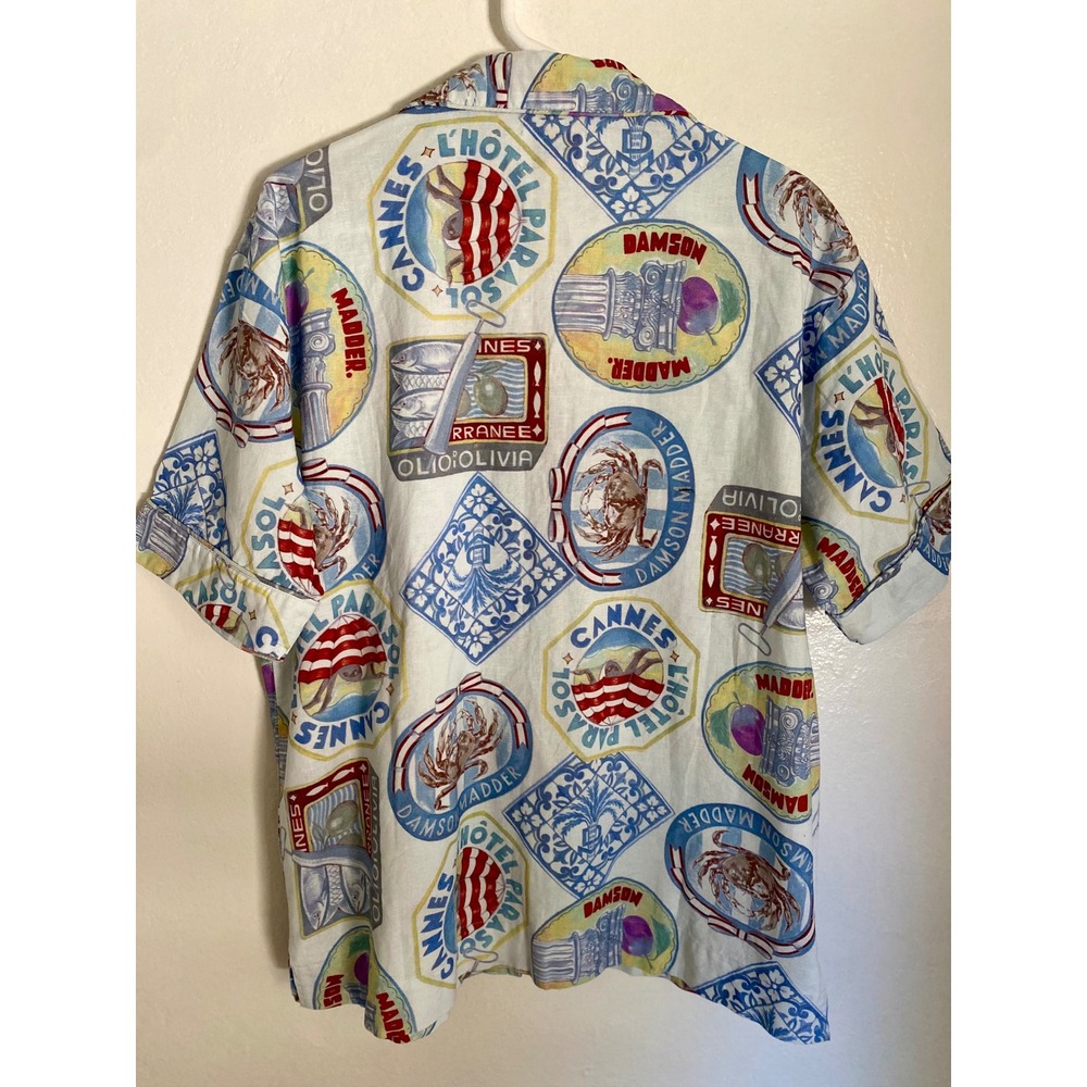 NWT Damson Madder Chlo Holiday Print Shirt US 10 Organic Cotton Linen Resort Top - Picture 7 of 15